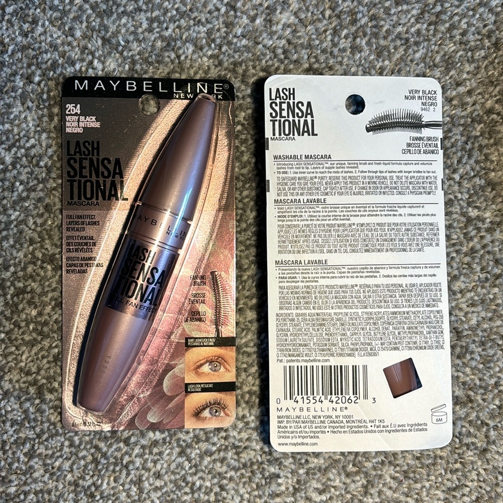 MAYBELLINE 254 very black mascara LASH SENSATIONAL®
WASHABLE MASCARA - Picture 2 of 9